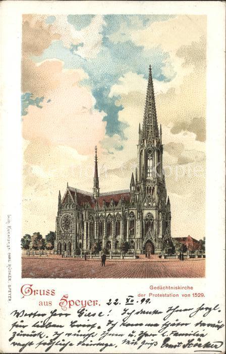 Speyer Rhein Gedaechtniskirche der Protestation Litho