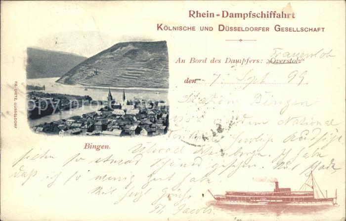 Bingen Rhein Rhein-Dampfschiffahrt Koelnische Duesseldorfer Gesellschaft Dampfer