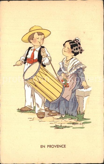 Trommler Trachten Frankreich Künstlerkarte E. Re