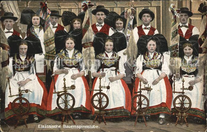 Trachten Alsace Elsässische Bauernspinnstube Spinnrad