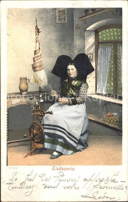 Trachten Alsace Elsässerin Spinnrad