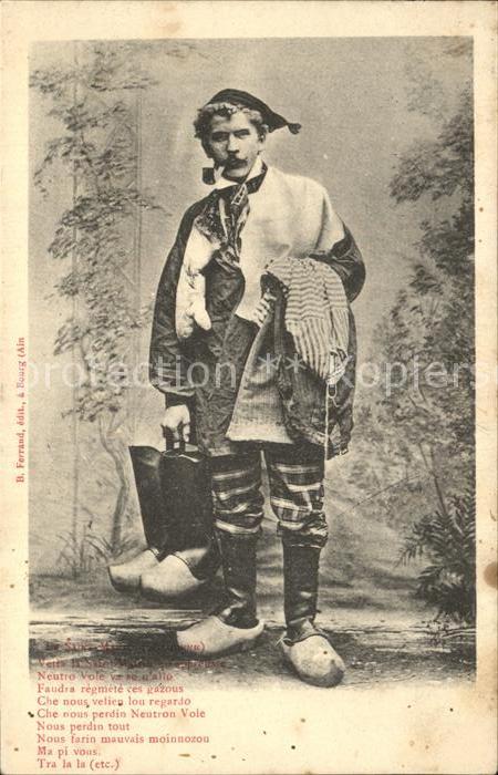 Trachten Frankreich La Saint-Martin Pfeife Stiefel Holzschu