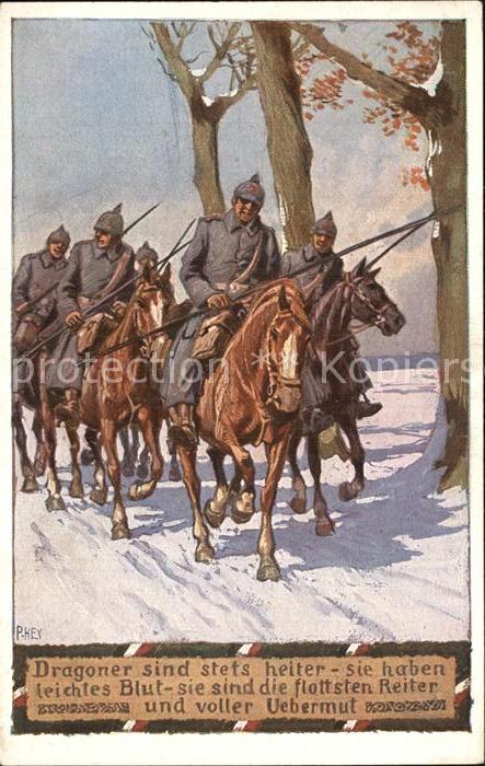 Hey Paul Nr. 10 Soldatenliederkarte Dragoner sind st