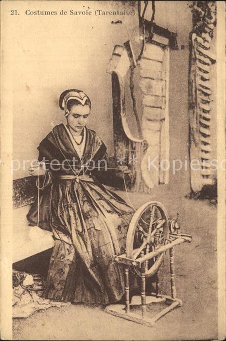 Trachten Frankreich Costumes de Savoie Tarentaise Spinnrad