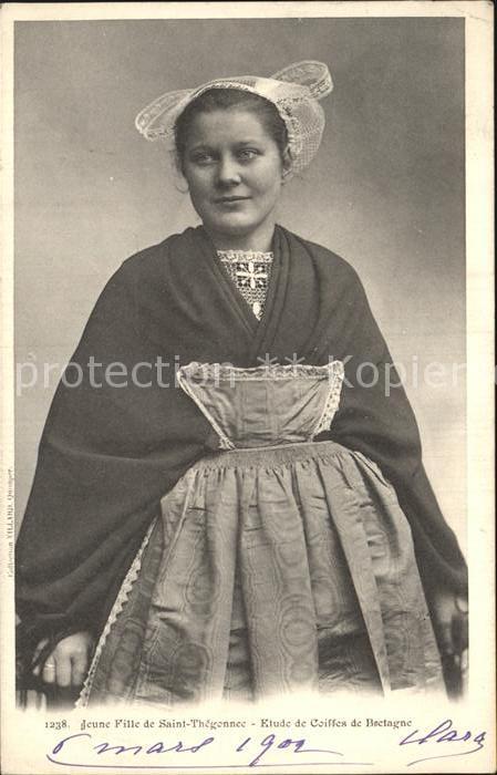 Trachten Frankreich Jeune Fille Saint-Theoennee Bretagne