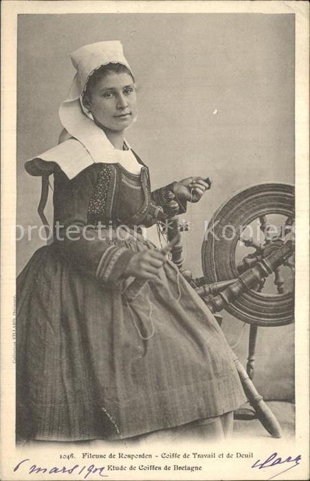 Trachten Frankreich Fileuse de Rosporden Spinnrad