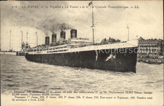 Dampfer Oceanliner Le Havre Paquebot La France