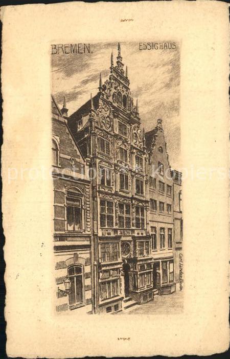 Radierung Carl Jander Bremen Essighaus