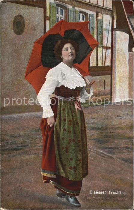 Trachten Alsace Elsässerin Regenschirm