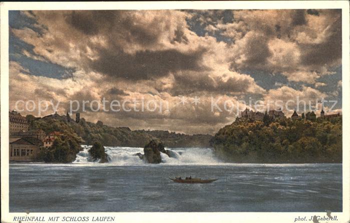 Foto Gaberell J. Nr. 10486 Rheinfall mit Schloss Laufen