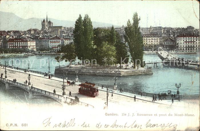 Strassenbahn Geneve Ile J.J. Rousseau Pont du Mont-Blanc