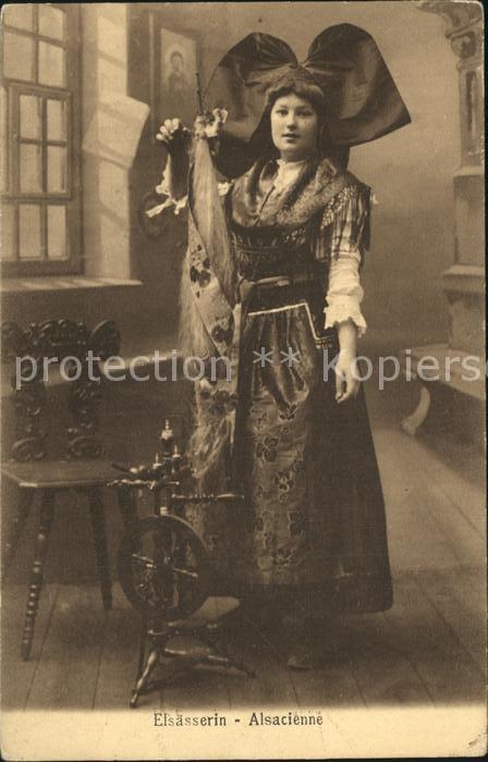 Trachten Alsace Elsässerin Alsacienne Spinnrad