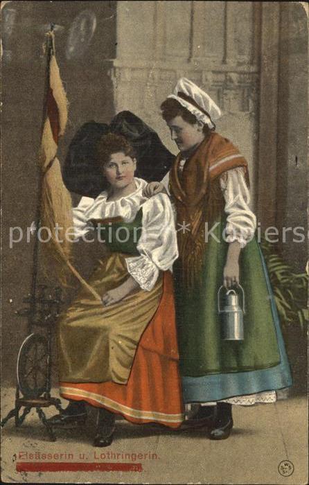 Trachten Alsace Elsässerin und Lothringerin Spinnrad