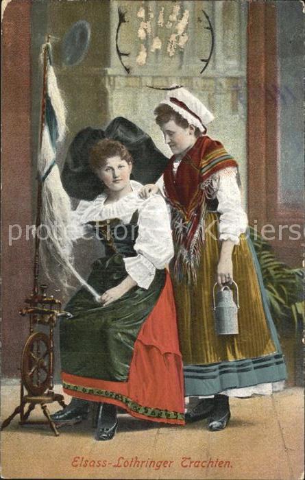 Trachten Alsace Elsass-Lothringer Trachten Spinnrad
