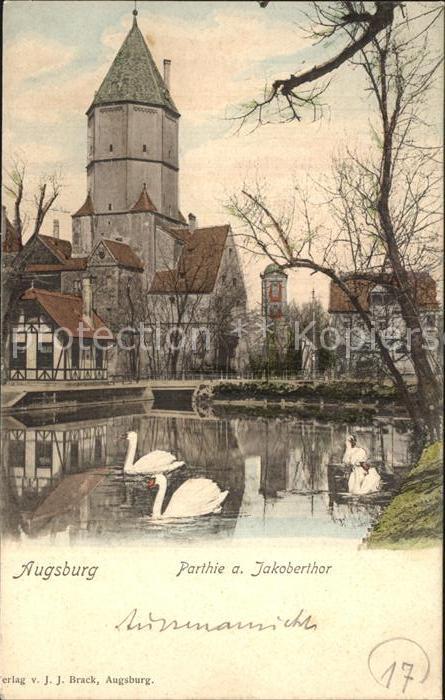 Augsburg Parthie am Jakoberthor Schwanenteich