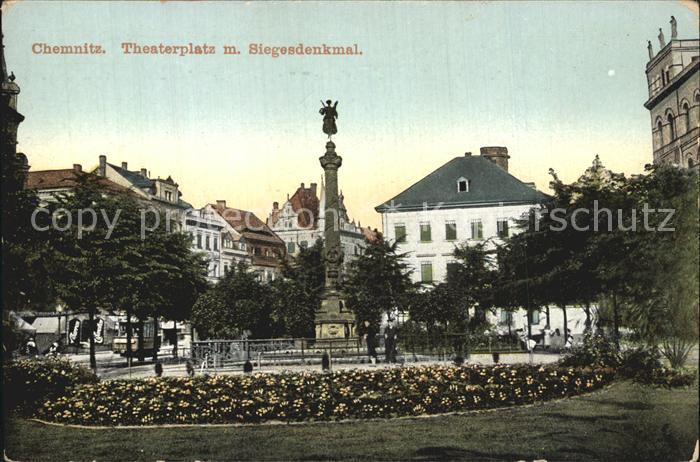 CHEMNITZ Sachsen Theaterplatz mit Siegesdenkmal