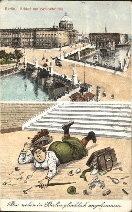 BERLIN CITY Schloss mit Schlossbruecke Karikatur