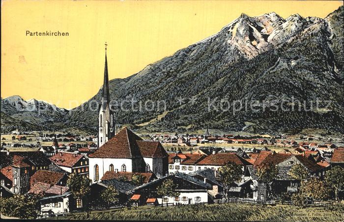 Partenkirchen Teilansicht mit Kirche