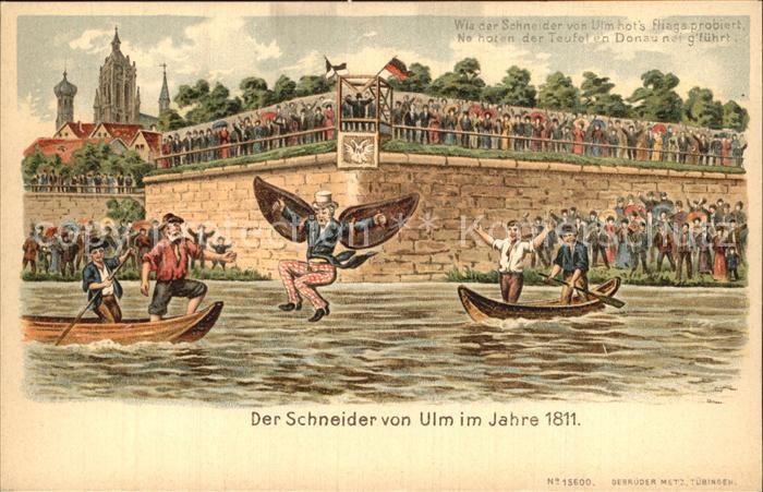 Ulm Donau Der Schneider von Ulm beim Abflug