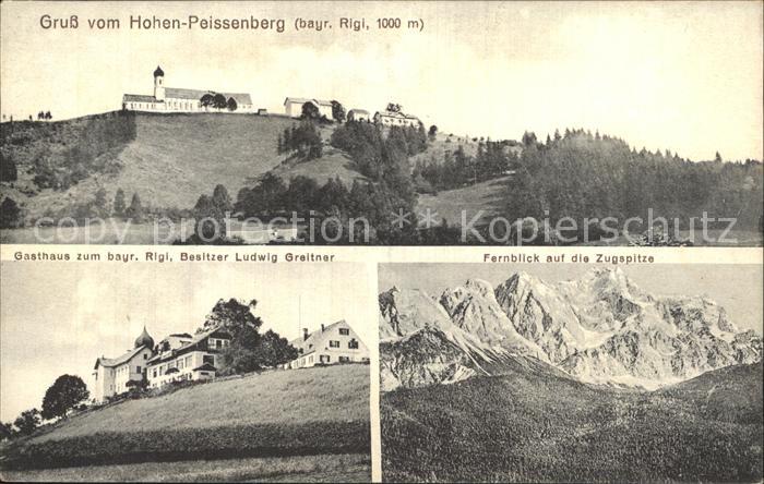 Hohenpeissenberg Gasthaus zum bayr Rigi mit Zugspitzgruppe