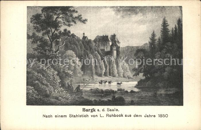 Burgk Saale-Orla-Kreis Schloss Burgk Saalepartie Stahlstich