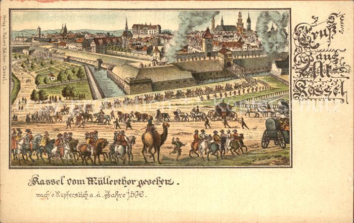 KAssEL  CITY Blick vom Muellerthor Kupferstich