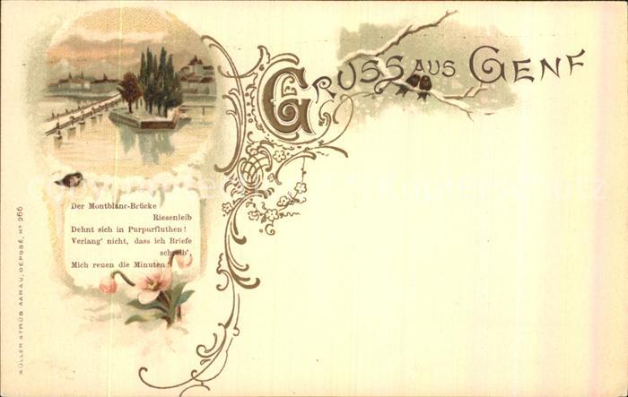 Genf GE Montblanc Bruecke Litho
