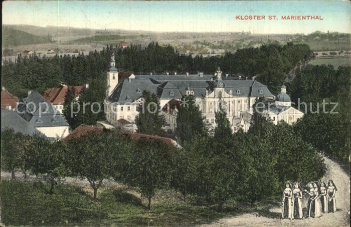 Ostritz Kloster St Marienthal handkolorierte Kuenstlerkarte