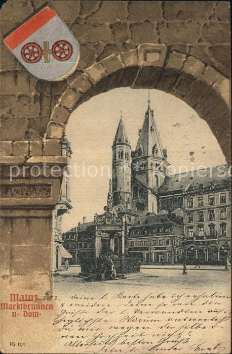 Mainz Rhein Marktbrunnen und Dom