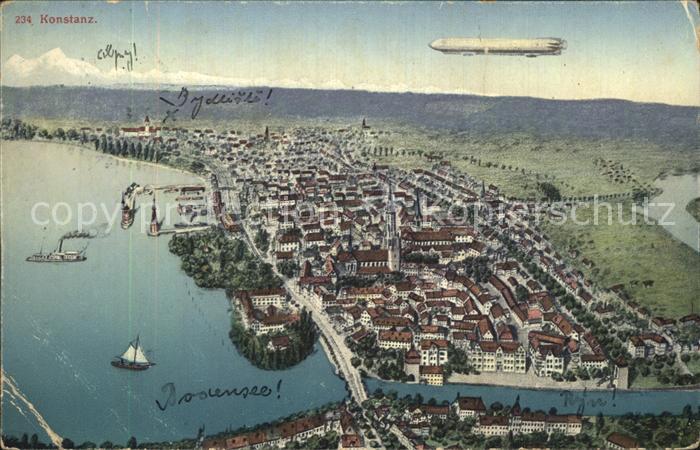 Konstanz Bodensee aus der Vogelperspektive Zeppelin