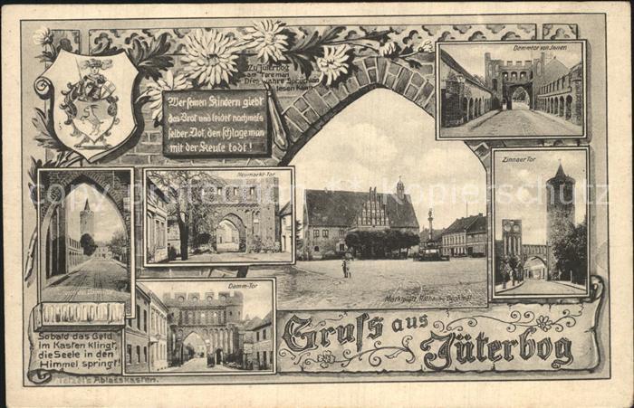 Jueterbog Tor Marktplatz Rathaus Denkmal Terzels Ablasskasten Wappen