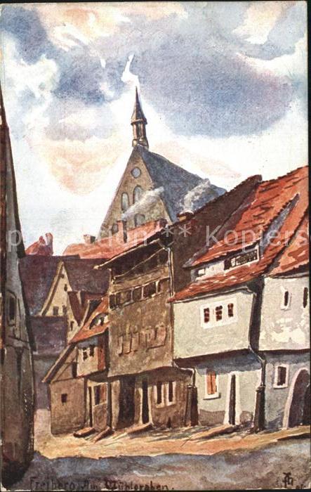 Freiberg Sachsen Am Muehlgraben Kuenstlerkarte