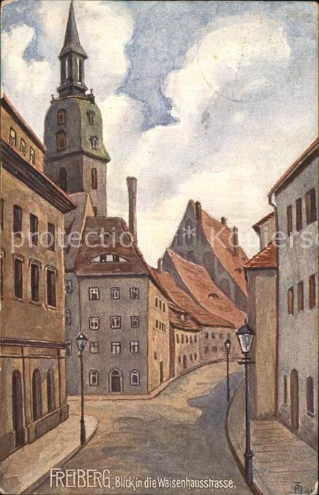 Freiberg Sachsen Waisenhausstrasse Kornblumentag Kuenstlerkarte