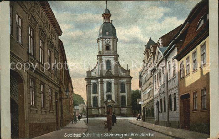 Suhl Thueringer Wald Steinweg mit Kreuzkirche