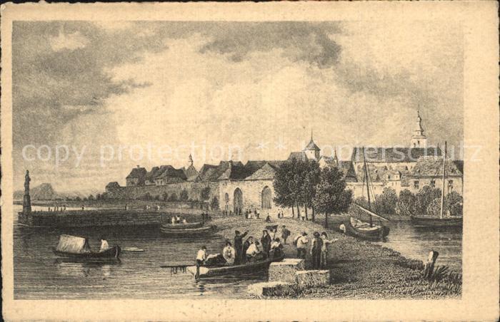 Alt Radolfzell Bodensee Uferpartie am Bodensee Kuenstlerkarte Dorns Bodenseekart