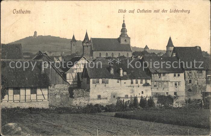 Ostheim Rhoen Ortsansicht mit Kirche und Lichtenburg