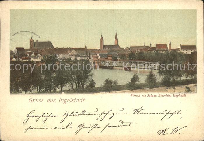 INGOLSTADT  CITY Donaubruecke Blick zur Altstadt Kirchen