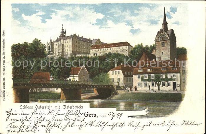 Gera Schloss Osterstein mit Elsterbruecke