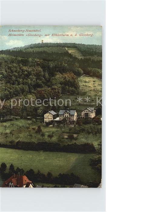 Schneeberg Erzgebirge Neustaedtel Heimstaette Gleesberg mit Koehlerturm