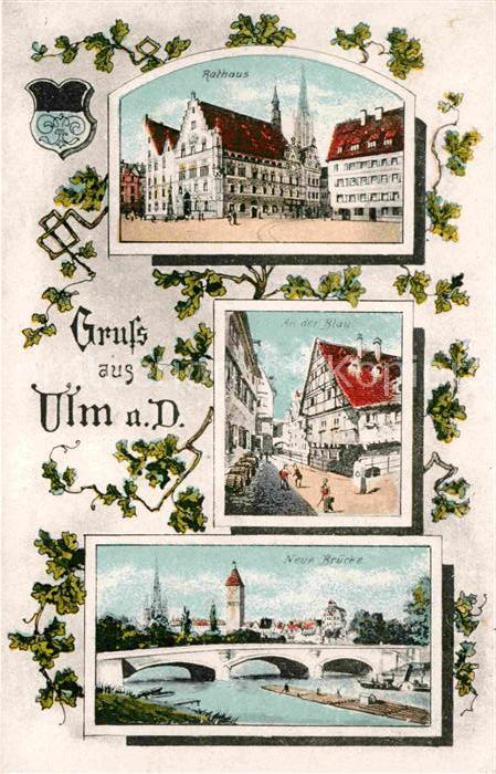 Ulm Donau Rathaus An der Blau Neue Bruecke