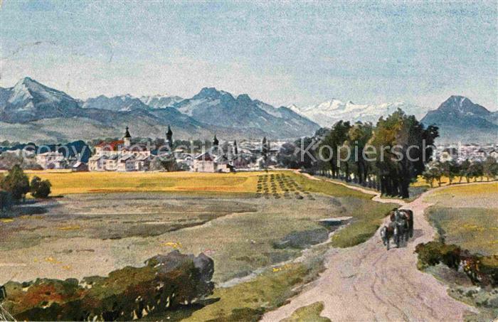 Rosenheim Bayern Gesamtansicht Zeichnung