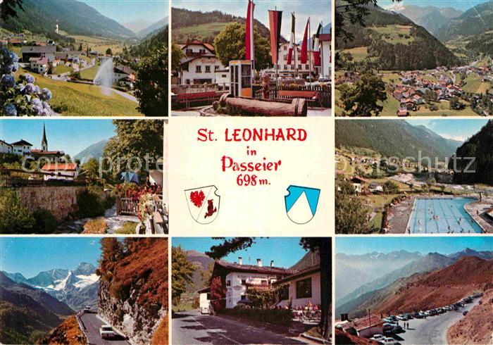 St Leonhard Passeier Teilansichten Dorfplatz Kirche Schwimmbad Bergstrasse