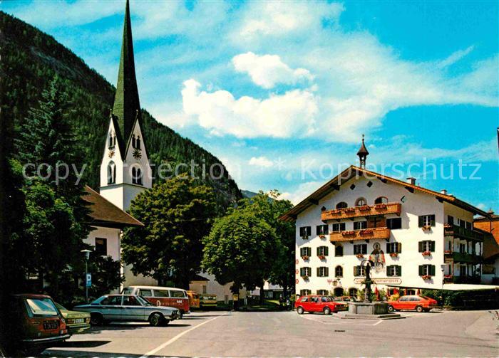 Mayrhofen Zillertal Dorfplatz Kirche Alpenhotel Kramerwirt