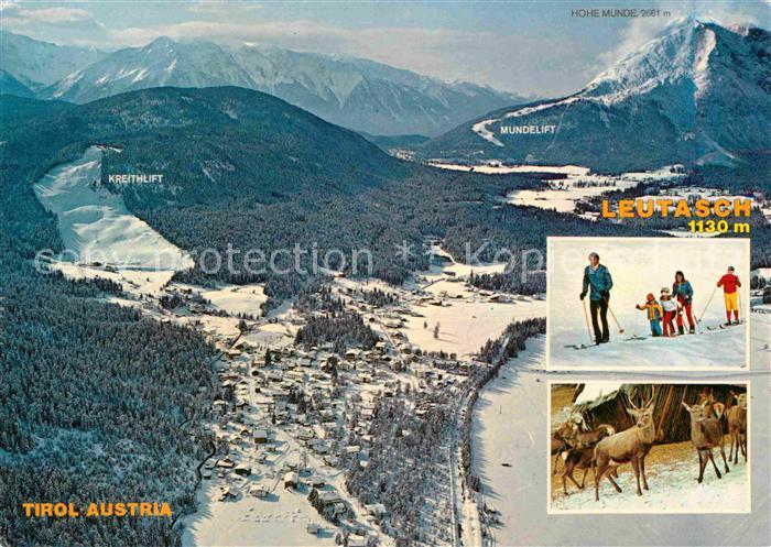 Weidach Leutasch Fliegeraufnahme mit Kreith und Mundelift Wildfuetterung