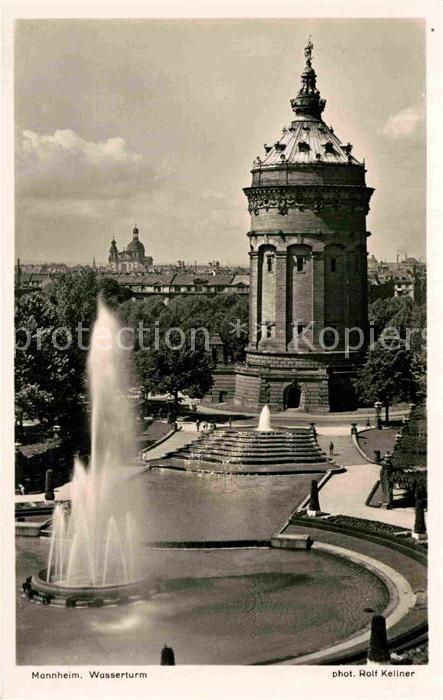 Foto Kratz Nr. 1924 Mannheim Wasserturm Friedrichsplat