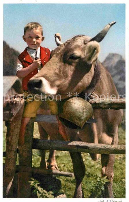 Foto Gaberell J. Nr. 17430 Kuh Sennbub Pfeife