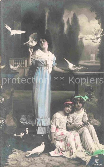 Foto GLCo Nr. 3441/6 Mädchen Tauben