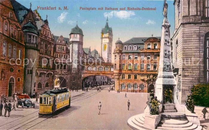Strassenbahn Frankfurt am Main Paulsplatz Rathaus Einheits-Denkmal