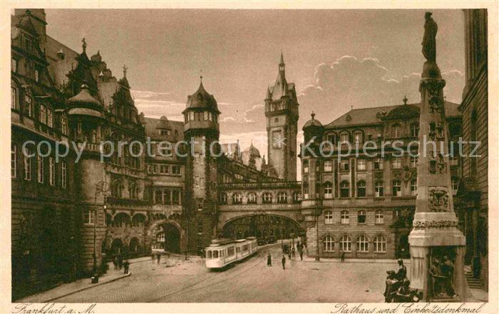 Strassenbahn Frankfurt am Main Rathaus Einheitsdenkmal