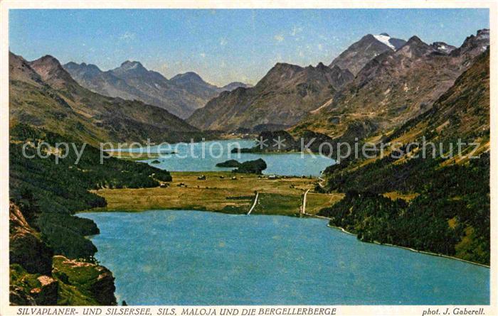 Foto Gaberell J. Nr. 5935 Silvaplaner- und Silsersee Sils Ma